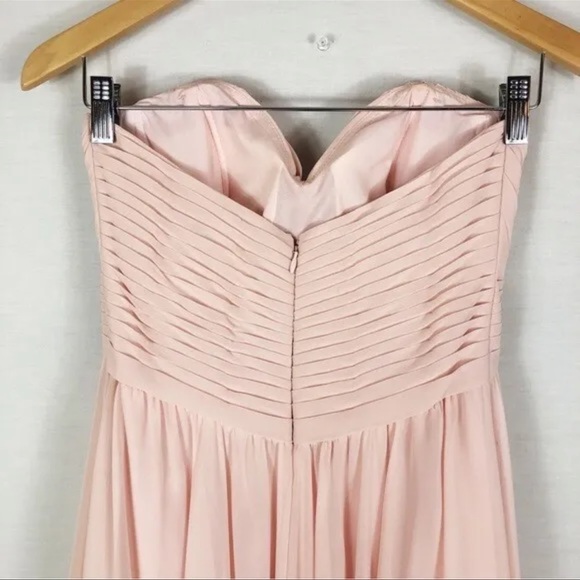 MORI LEE Bridesmaid Strapless Sweetheart Chiffon Formal Maxi Dress Blush Prom - Picture 7 of 14